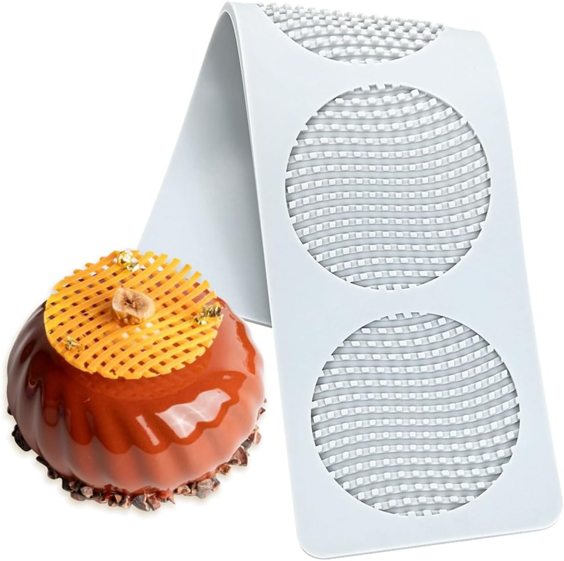 TUKE Honeycomb Lace DIY Cake Decor Silicone Mold Beehive Candy Biscuit Ice Baking Mould Round Chocolate Making Tools (F_ Honeycomb)