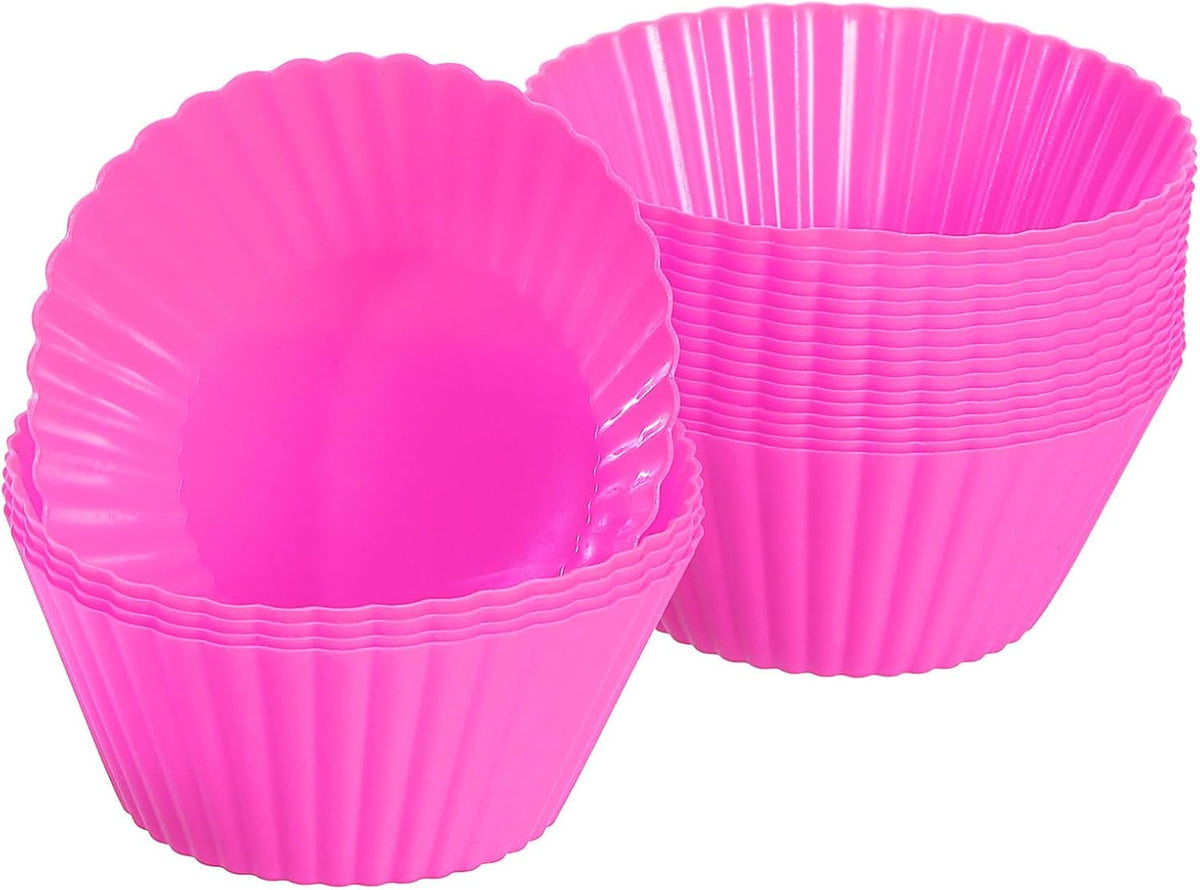 uxcell 18Pcs Silicone Cupcake Liners, Non-Stick Baking Cups, for Cooking Eggs, Baking Muffins and Make a Cake(Rose Red)