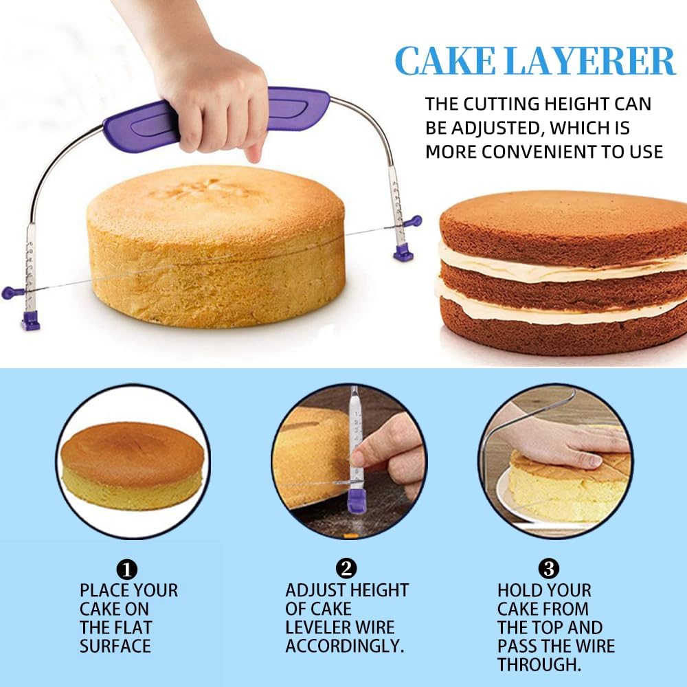Complete 179PCS Springform Round Cake Pans Set for Baking and Cake Decorating, including 16 Piping tips,65Baking Cups,30Parchment paper liners,spatulas,4''+7'' +9''Cake Pans