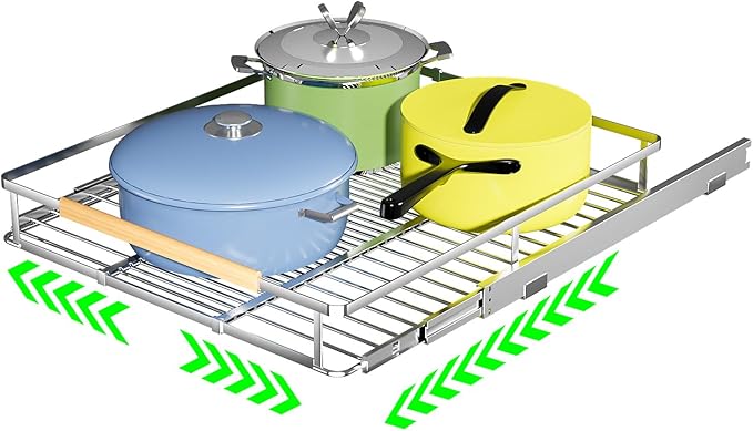 Expandable Pull Out Drawers for Cabinets, Kitchen Cabinet Slide Out Shelves, Adjustable Roll Out Drawers, X-Large 1 Pack