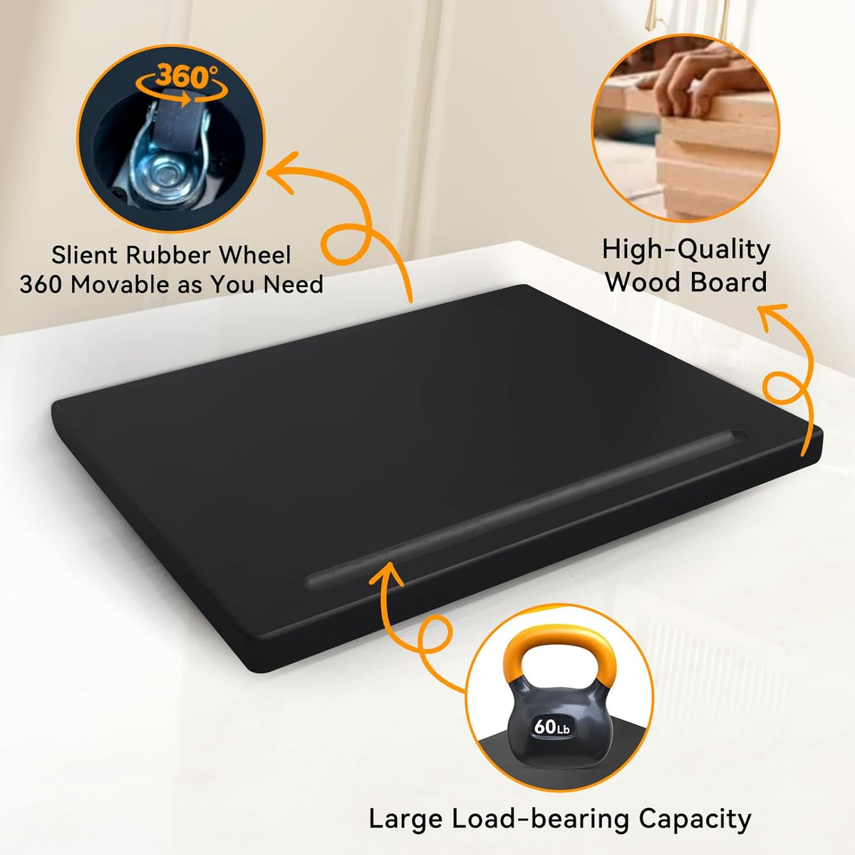 Wood Appliance Sliders with 360' Wheels, Sliding Tray for Coffee Maker & Heavy Kitchen Appliances,Countertop Appliance slider for Kitchen Appliance, Premium Wood Rolling Tray,No Assemble (Deep-Medium)