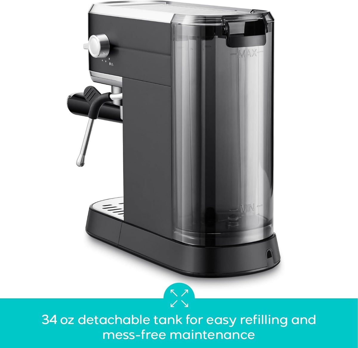 CASABREWS CM5418 Espresso Machine 20 Bar, Stainless Steel Espresso Maker with Milk Frother Steam Wand, Compact Cappuccino Machine for Home, Espresso Coffee Machine with Removable Water Tank, Black