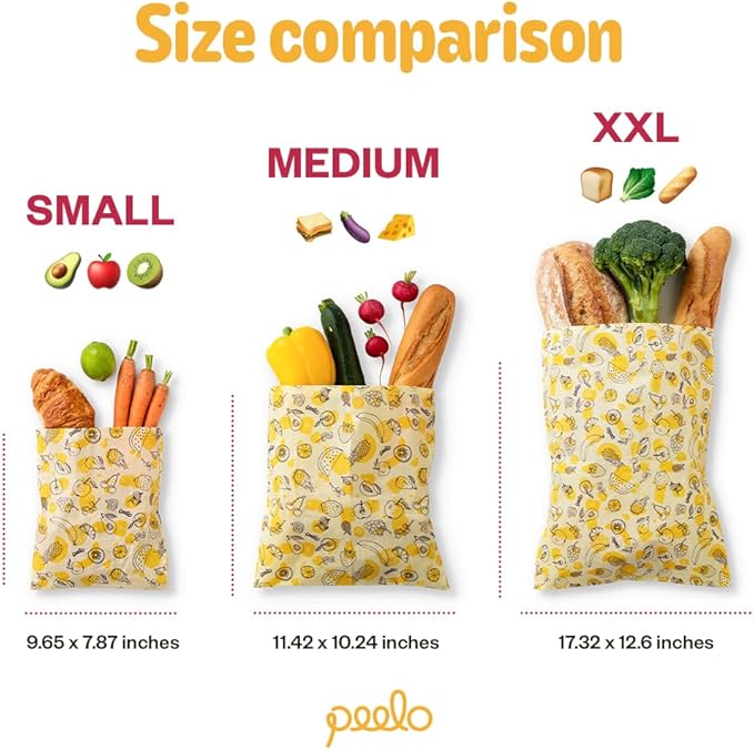 PEELO Beeswax Food Wrap Bag, Bee Wrap Sustainable Food Storage Wraps, Bees Bags Reusable, Beeswax Wraps for Food Reusable, Abstract Design, Medium