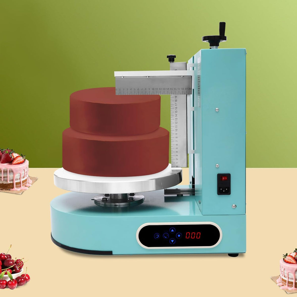 Automatic Cake Decorating Machine, Electronic Cream Coating Spreading Smooth Machine with Graduated Scraper 30-200RPM Rotating Speed,Cake Bread Spreader Machine for 4-12inch Cakes,Green