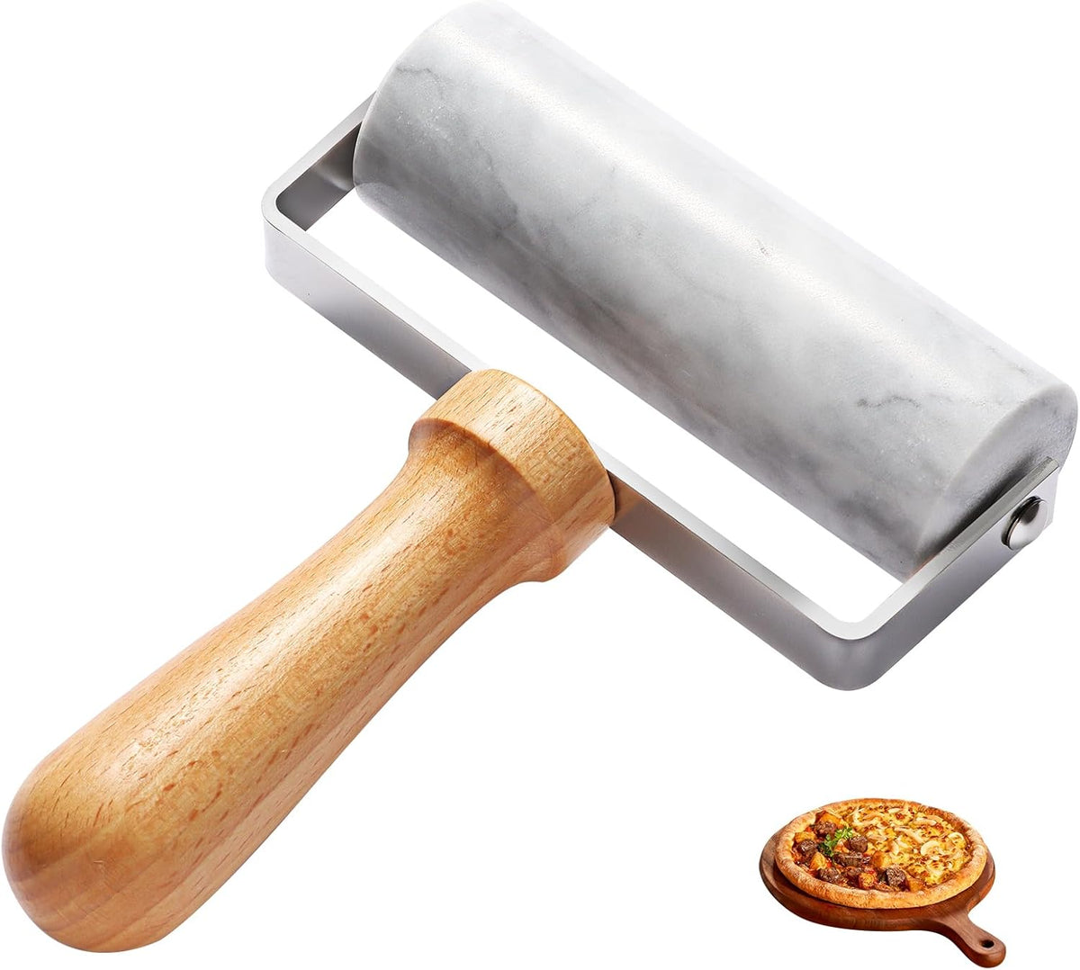 Smooth Surface Marble Rolling Pins for Baking,Dough Roller with T-Type,Pastry Roller Enhance Your Baking Skills,Non-Stick Surface,Versatile and Compact-for Home Bakers and Professional Chefs
