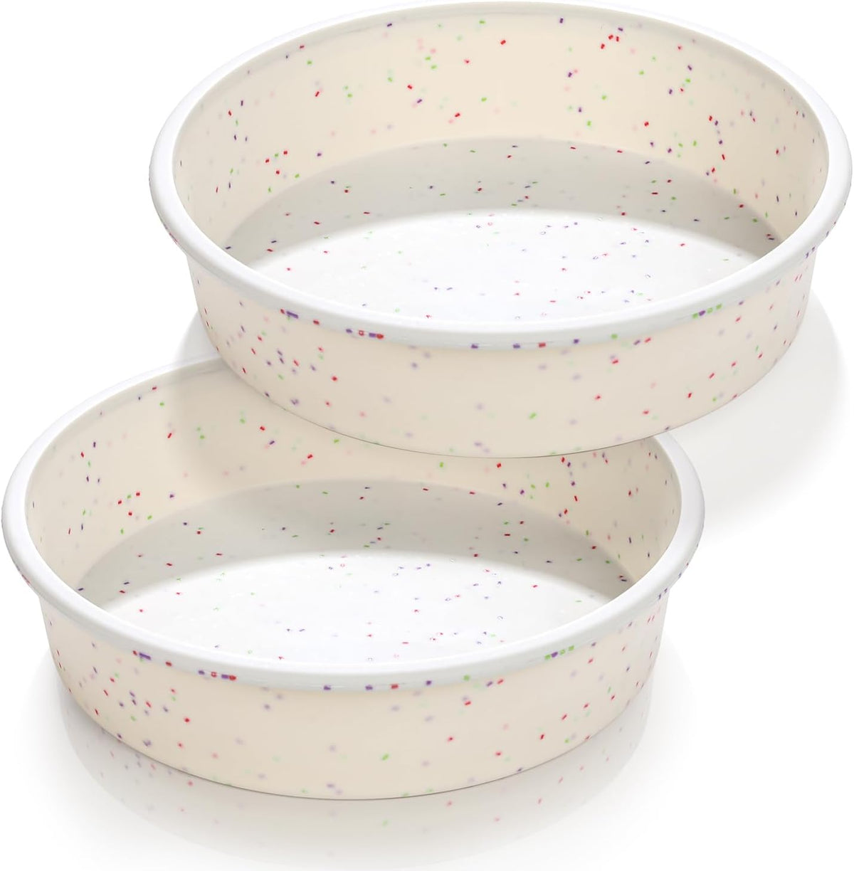 Vinino 8 Inch Silicone Round Cake Pan with Metal Reinforced Frame Set of 2, Nonstick Silicone Springform Pan for Baking Suitable for Making Layers, Cheese & Chocolate Cakes