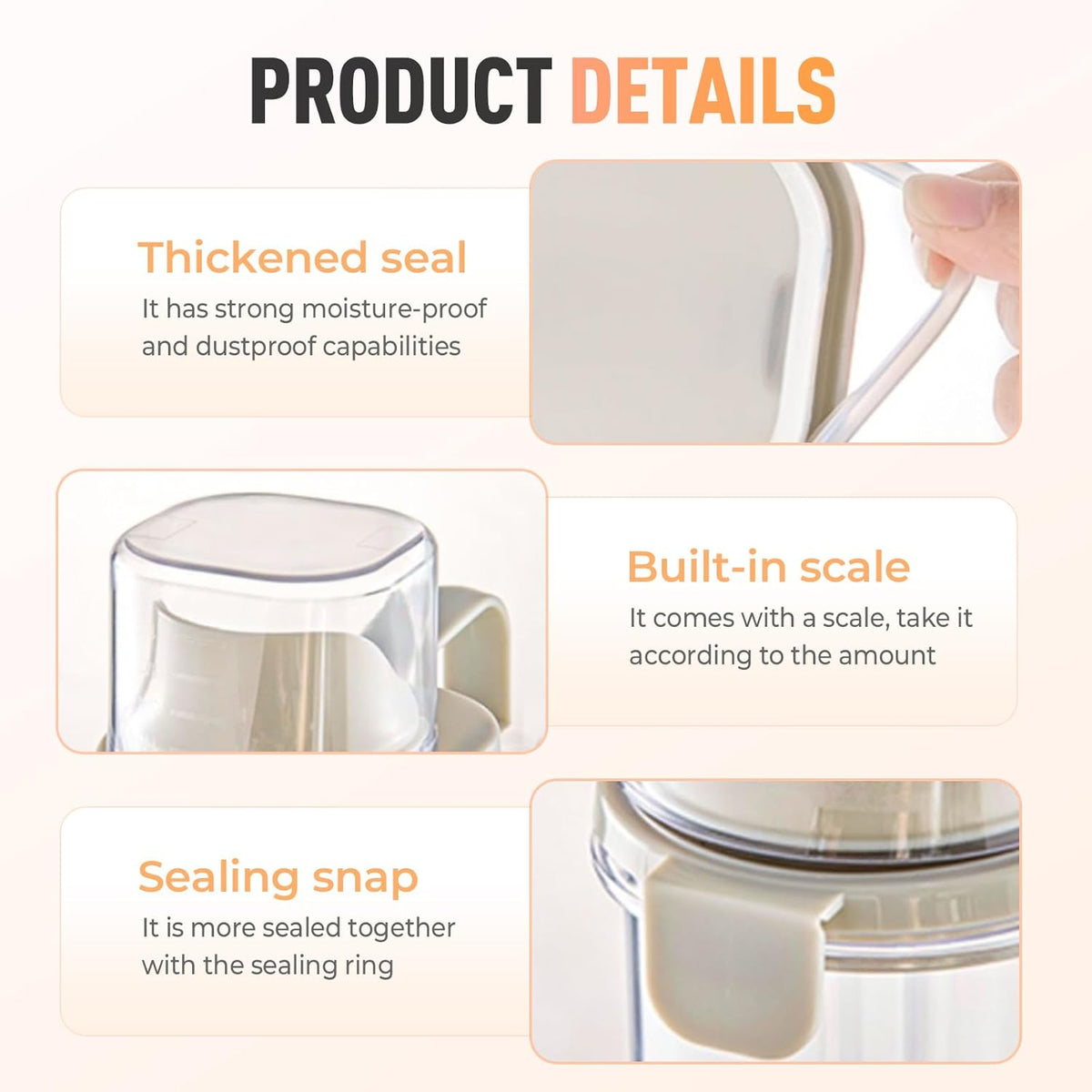 Clear Airtight Food Storage Containers, Transparent Cereal Dry Food Storage with Pouring Spout, for Flour, Sugar and Cereal (54oz white)