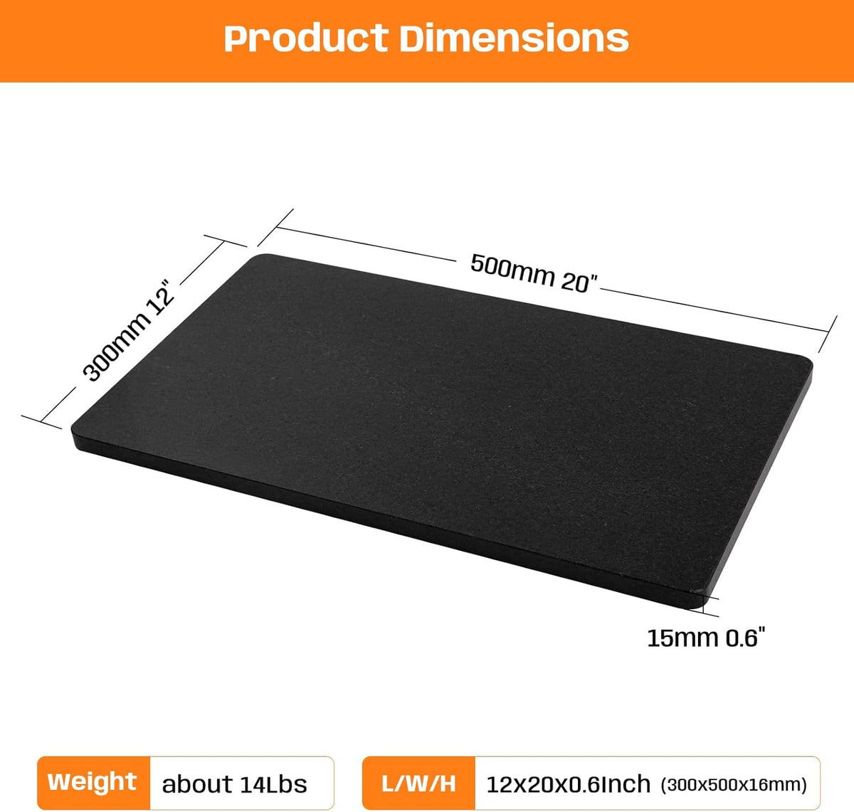 Granite Cutting Board, Marble Slab Pastry Board With Non-Slip Feet For Baking, Cheese, Charcuterie, Chocolate, 12x20 Inch