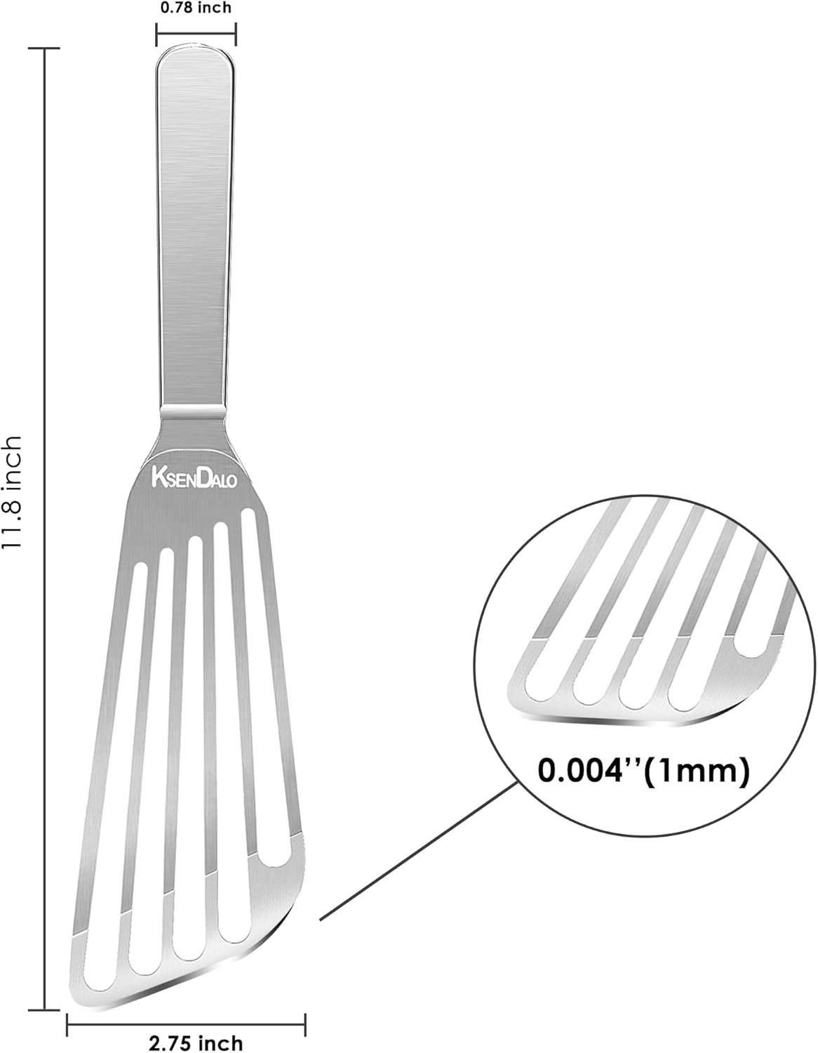 KSENDALO Fish Spatula Stainless Steel, Egg Flipper Spatula with Thin Flexible Slotted and Angled Blade for Kitchen Cooking, Grill, Camping, Essential Metal Spatulas,Silver Kitchen Utensils Set