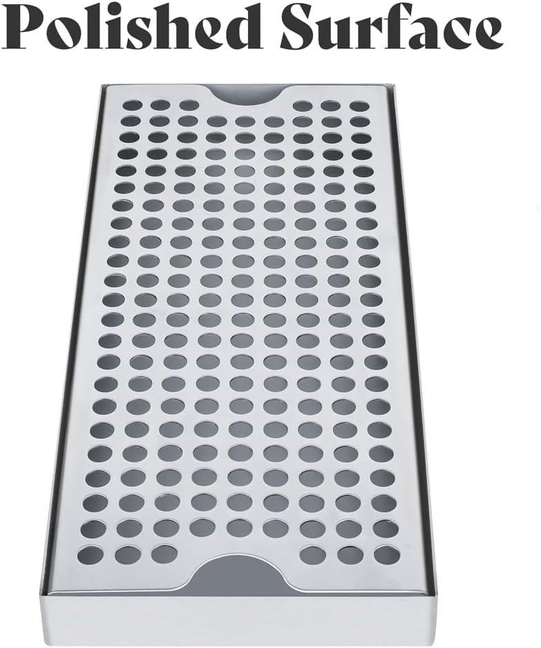 TMCRAFT Beer Drip Trays, Stainless Steel Kegerator Drip Tray with Non-Slip Rubber Pad, Highly Polished Surface Drip Tray for Restaurants, Kitchens, and Bars