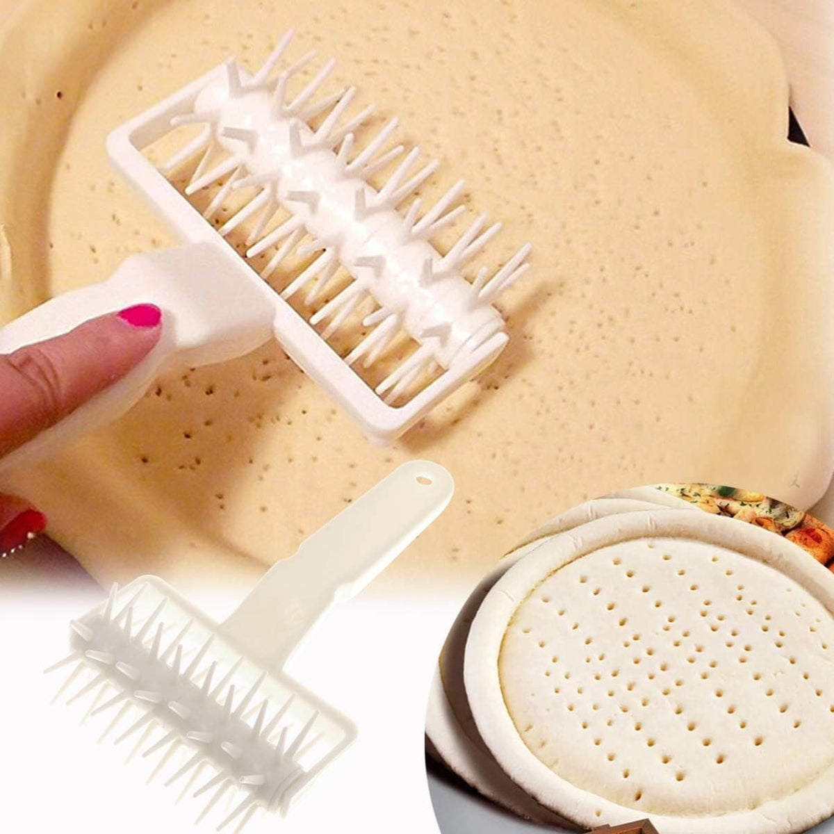 DOITOOL Punch Tool Pizza Dough Roller Docker Helps Cook Thin Crust Pizza Uniformly and Prevents Dough From Blistering Challah Bread Plastic Drum