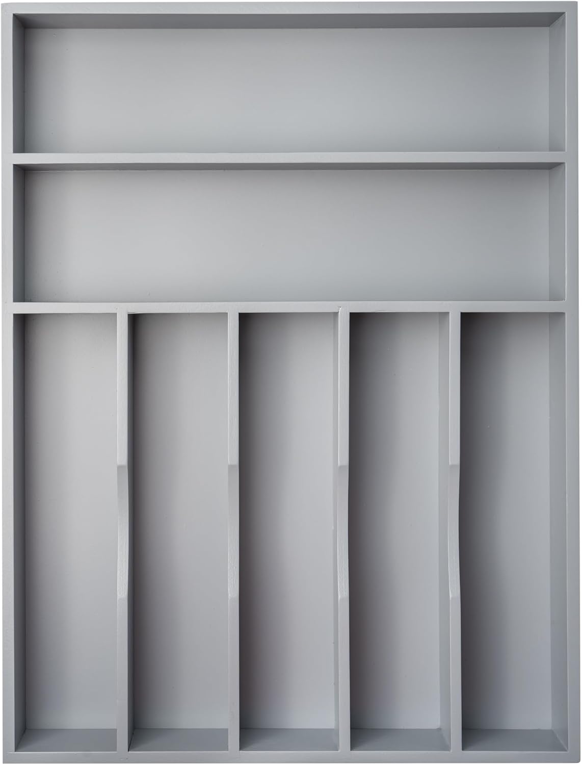 Silverware Organizer 13 Inch Gray Bamboo Kitchen Drawer Organizer 7 Slots Utensil Organizer Silverware Holder Cutlery Organizer Flatware Tray (Large)