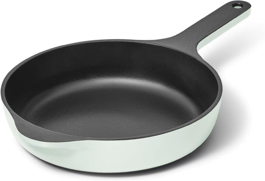 Caraway Cast Iron Skillet - 8” Enameled Cast Iron Pan With 3 Layer Enamel Coating - No Seasoning Required - Compatible With All Stovetops - Free From Forever Chemicals - Light Mist