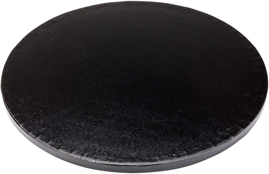 Restaurantware Pastry Tek 12 Inch Cake Board 1 Durable Cake Drum - Round Covered Edges Black Paper Cake Base Disposable For Birthdays Weddings Or Parties