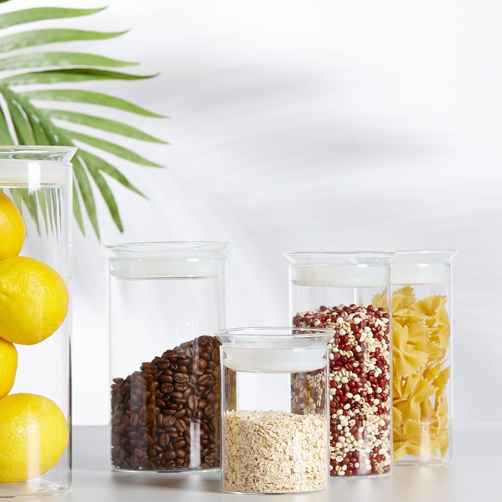 ZENS Glass Canisters Jar with Lid, Airtight Sealed 15 Fluid Ounce Spice Jars Sets of 2, Clear Small Kitchen Storage Containers for Herbs,Tea 4.76 x 3.15 IN