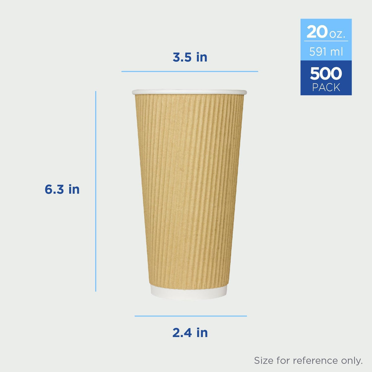 Karat 20oz Ripple Insulated Coffee Hot Cups [500 Count] Kraft Double Poly Lined Paper Hot Cup - Ideal for Hot Beverages, 90mm