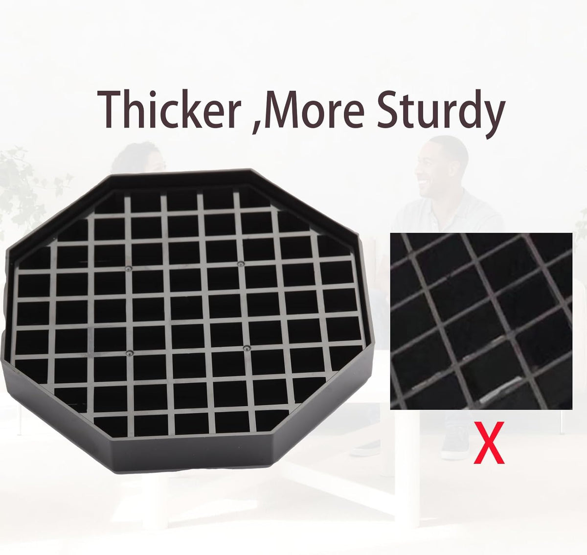 5.3" Octagonal Coffee Drip Tray | Black Plastic Honeycomb Grid Countertop Tray for Coffee, Tea, Wine & Beverage Dispensers,Pack of 2 (2, 5.3in)