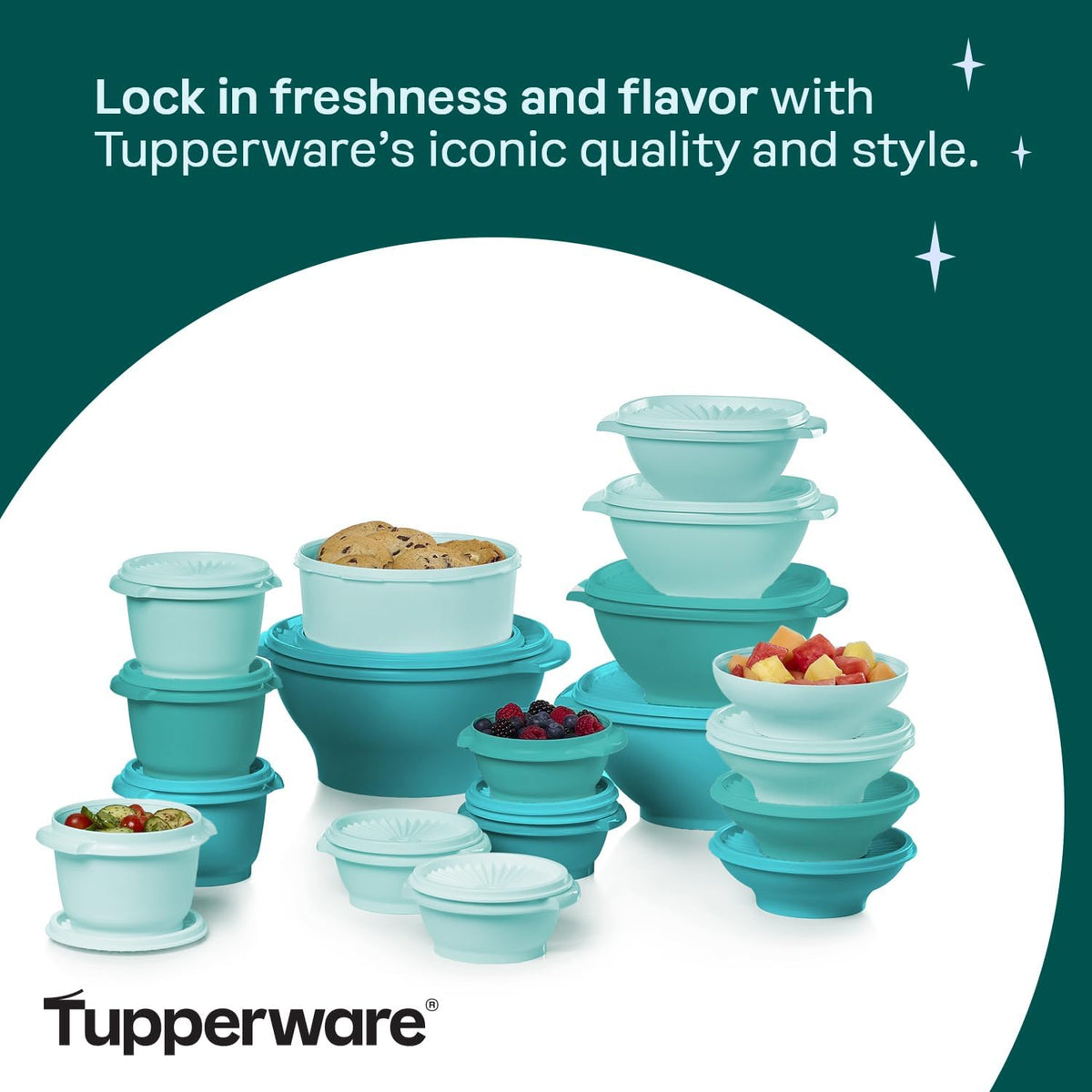 Tupperware Heritage Collection, New 36 Piece Food Storage Container Set in Vintage Green, Dishwasher Safe and BPA Free (18 containers, 18 lids)
