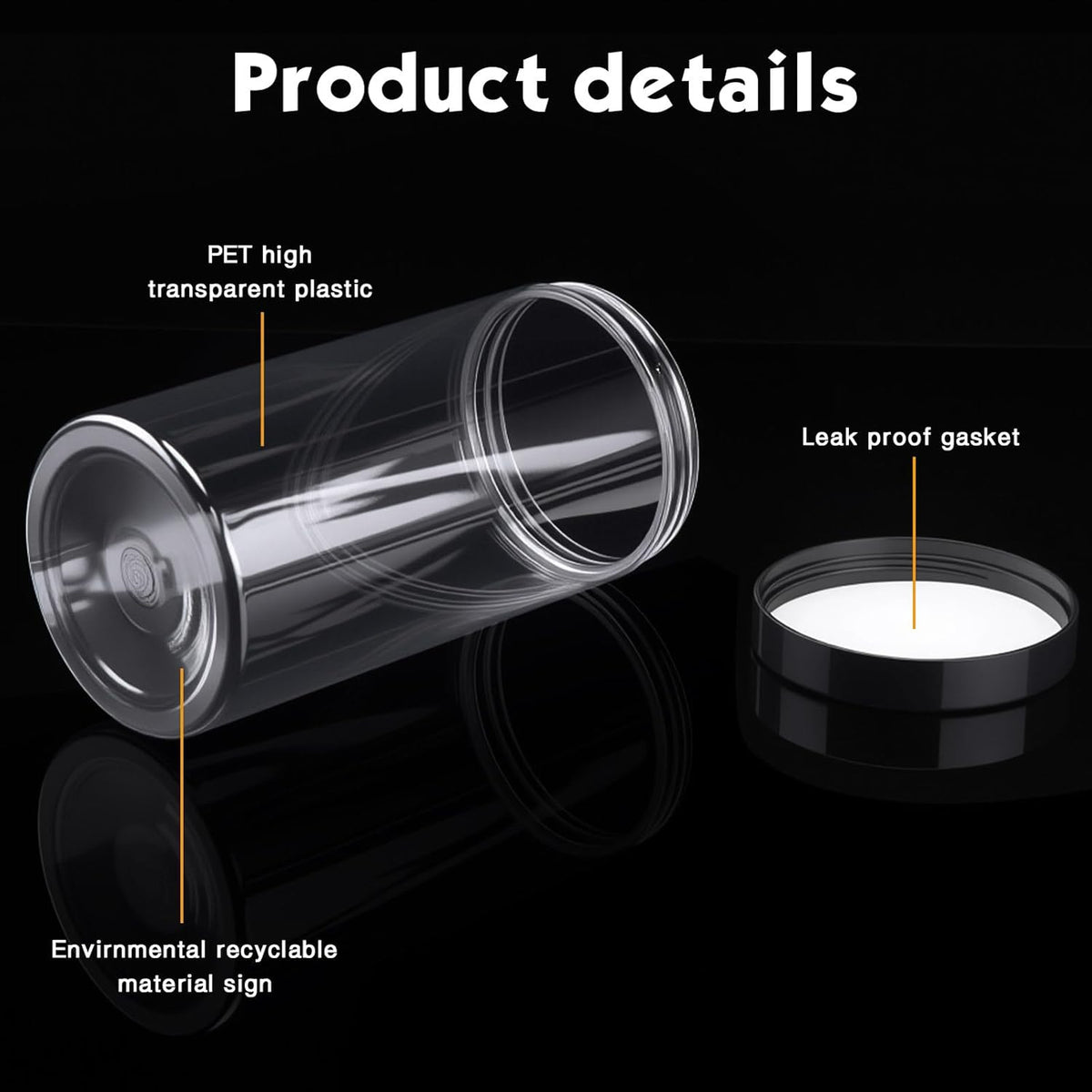 Patelai 4 Pieces Round Wide-mouth Leak Proof Plastic Container Jars with Lids for Travel Storage Makeup Beauty Products Face Creams Oils Salves Ointments DIY Making(32 Ounce,Black)