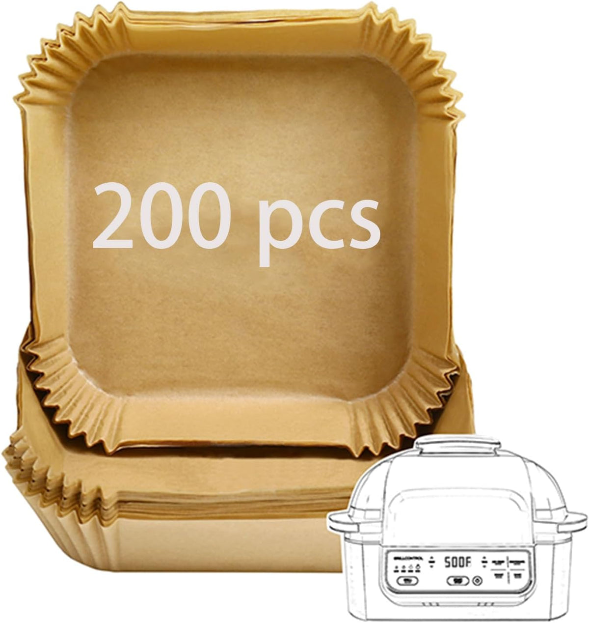 Disposable Air Fryer Liner, 200Pcs Parchment Paper for Ninja/COSORI/Gourmia/PowerXL/InstantPot/Fabuletta/Philips Air Fryer