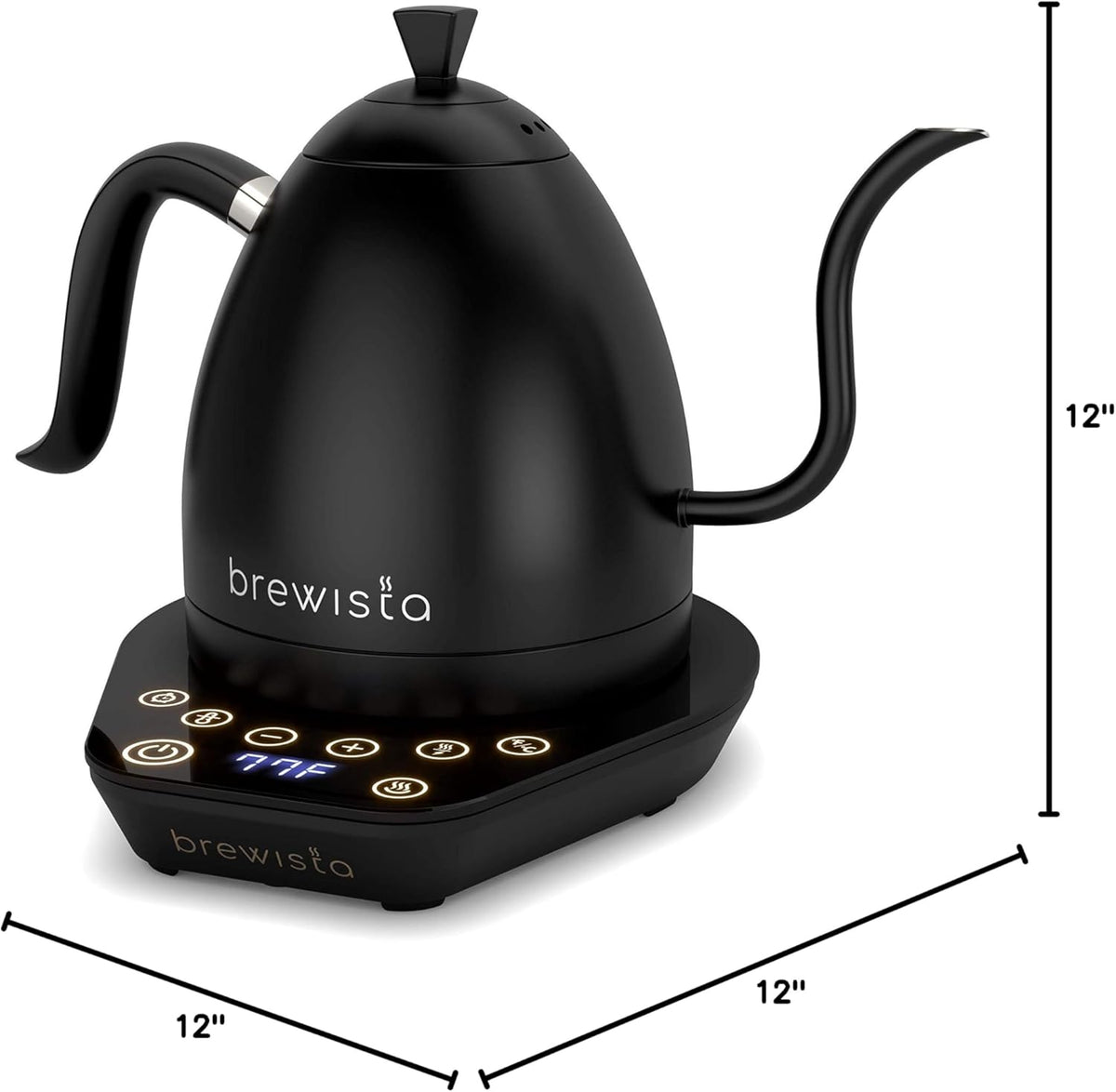 Brewista Artisan Electric Gooseneck Kettle, Water Boiler with LCD Panel, Precise Temperature Control, Fast Boiling and Keep Warm Settings for Pour-Over Coffee & Tea, Café, 1 Liter (All Black)