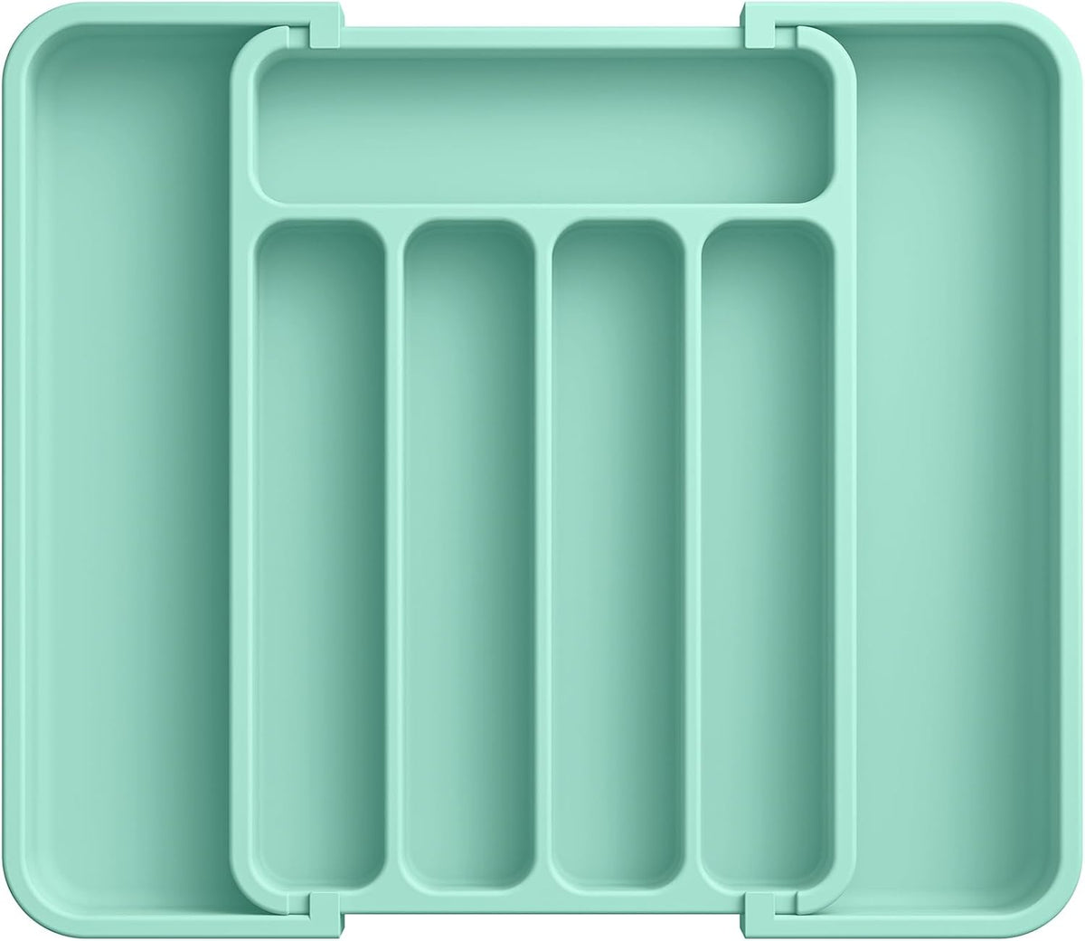 Aujen Silverware Organizer - Expandable Kitchen Drawer Organizer, Adjustable Utensil Organizer, Cutlery Tray for Forks, Knives, Multipurpose Kitchen Organizers and Storage Solution, Green, Medium