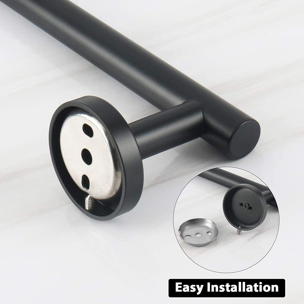 NearMoon Bathroom Towel Bar, Bath Accessories Thicken Stainless Steel Shower Towel Rack for Bathroom, Towel Holder Wall Mounted (1 Pack, Matte Black, 9 Inch)