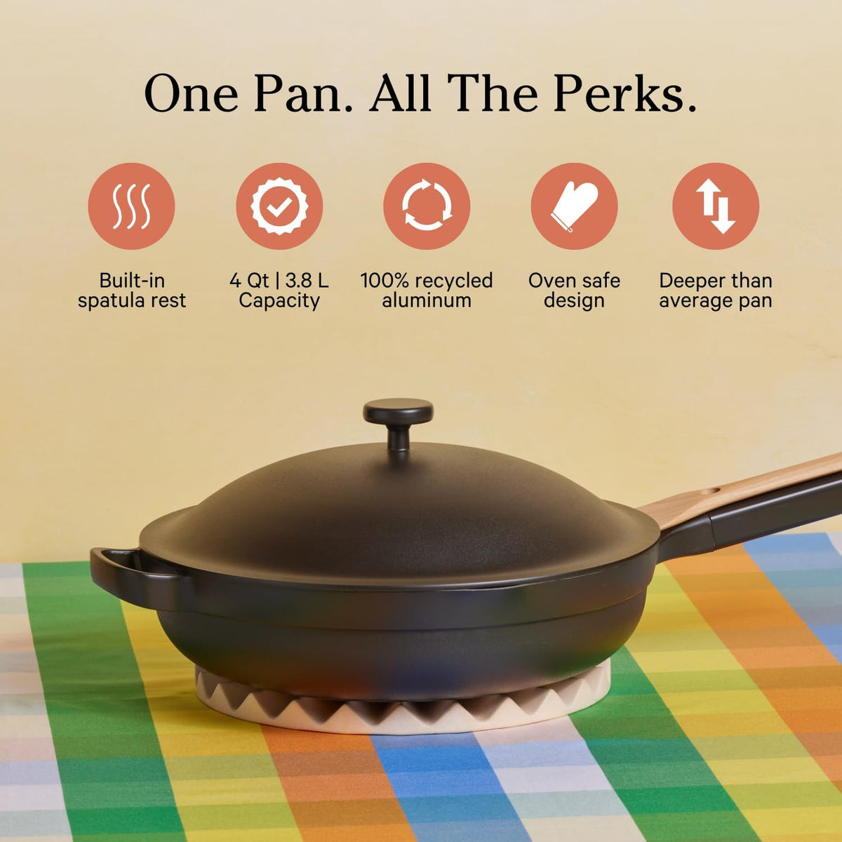 Our Place Large Always Pan 2.0-12.5” (4 Qt) Nonstick, Toxin-Free Ceramic Cookware | Patented 10-in-1 Aluminum Frying & Sauté Pan | Safe for Oven, Induction & All Cooktops up to 450°F | Char