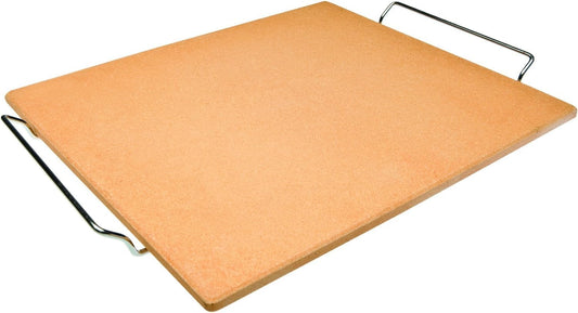 IBILI 16 x 14 Inch Heavy Duty Rectangular Ceramic Pizza Stone for Oven and Grill with Stainless Steel Base - Made in Spain