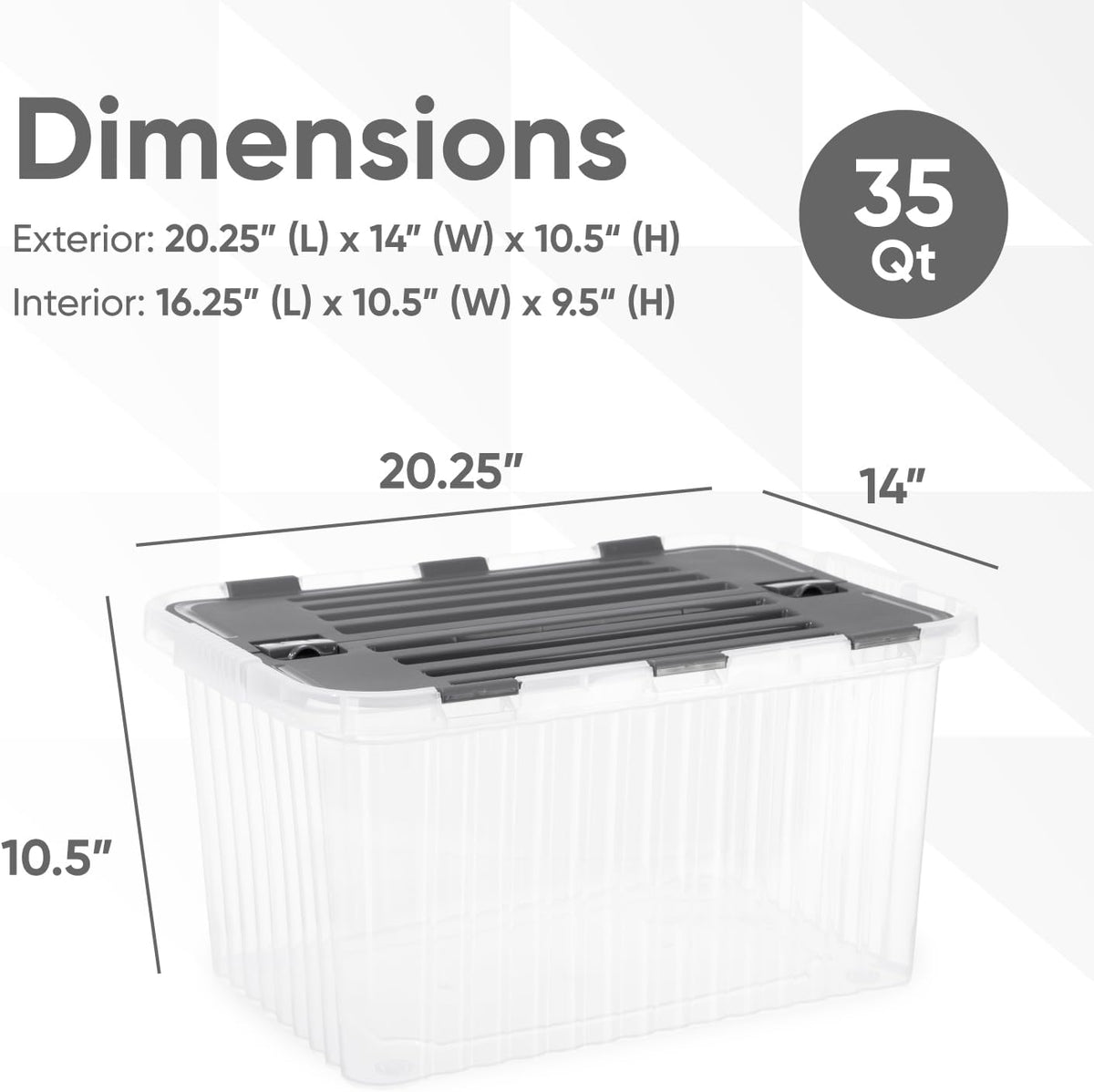 Superio Storage Bins with Lids, Clear Plastic Containers for Organizing, Stackable Totes, BPA Free, Odor Free, Organizer Boxes for Home, and Dorm (2 Pack, 20.25"x14"x10.5")
