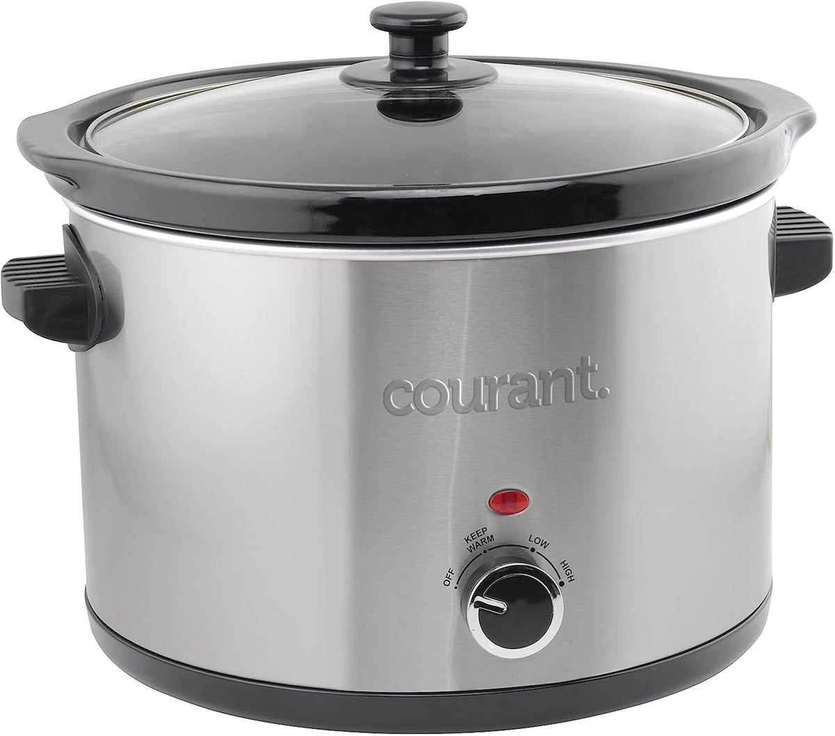 Courant Slow Cooker 5.5 Quart Crock, with Easy Cooking Options, Dishwasher Safe Pot and Glass Lid, Stainless Steel