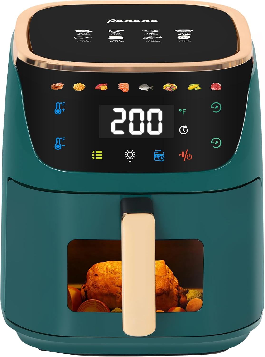 Panana 8QT Large Air Fryer Compact, 8 Preset Menus Airfryer, One-Touch Digital Control Presets, Touchscreen Display, Dishwasher Safe, Nonstick, Fit for Family (Green)