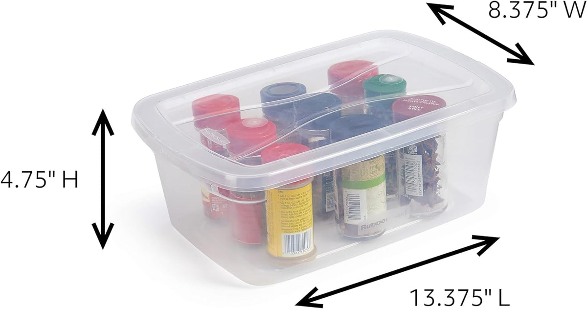 Rubbermaid Cleverstore 6 Qt Clear Storage Bins with Lids, 12-Pack, Stackable, BPA-Free, Made in USA