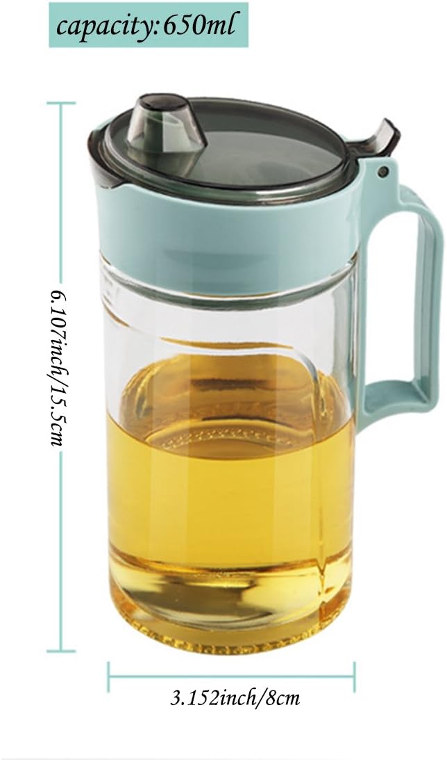 TENTA KITCHEN Olive Oil Vinegar Syrups Bottle Dispenser Cruet - 650ml(22Oz) Oil Bottle Glass With No Drip Plastic Bottle Spout And Protective Cap