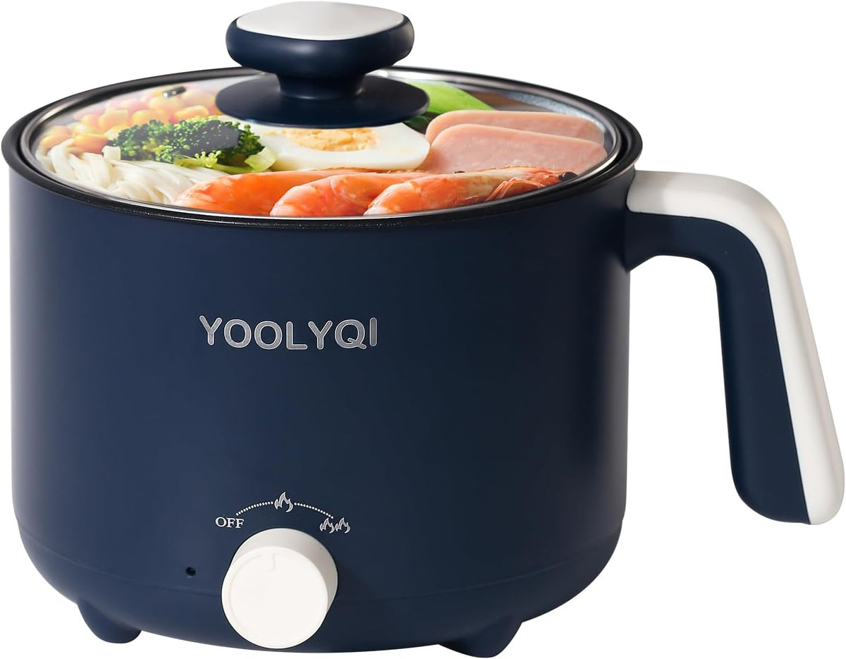 Hot Pot Electric : 1.5L Mini Ramen Cooker with 2 Temp Settings, Portable Lazy Pot Dorm, Office Must Have for Ramen/Noodles/Soup/Oatmeal