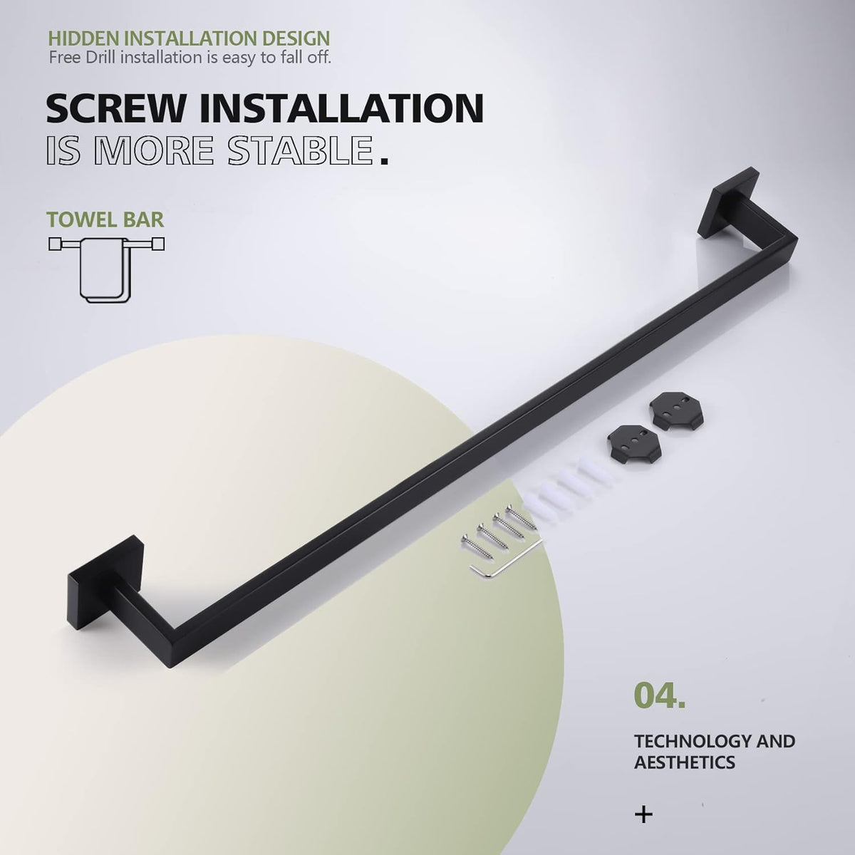 KOKOSIRI 32-Inch Single Towel Bar, Bathroom Kitchen Towel Holder, Wall Mounted SUS304 Stainless Steel Towel Rack, Matte Black, B4003BK-L32