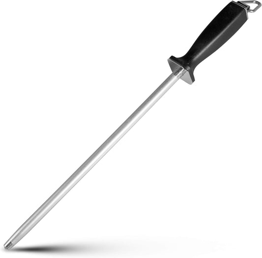 Superior Knife Sharpening Rod, 10 Inch Professional Diamond Brushed Sharpening Steel