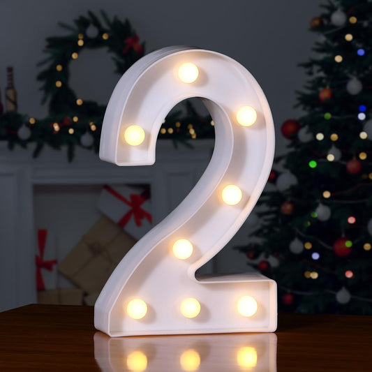 Foaky Decorative Led Marquee Light Up Number, Marquee Light Up Number Sign for Night Light Wedding Birthday Party Christmas Home Bar Decoration Number(2)