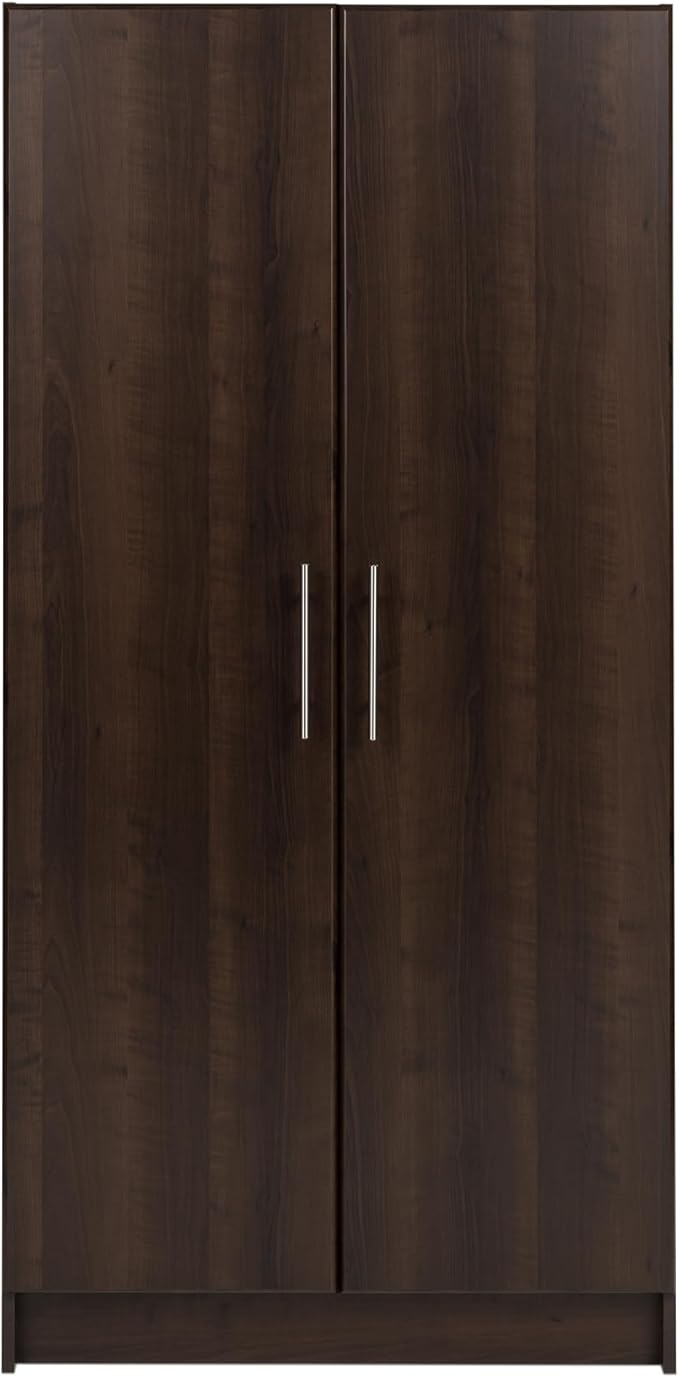 Prepac Elite Tall Garage Storage Cabinet & Pantry Storage Cupboard, 2-Door Freestanding Bathroom or Pantry Cabinet with Adjustable Shelves, 16" D x 32" W x 65" H, Espresso