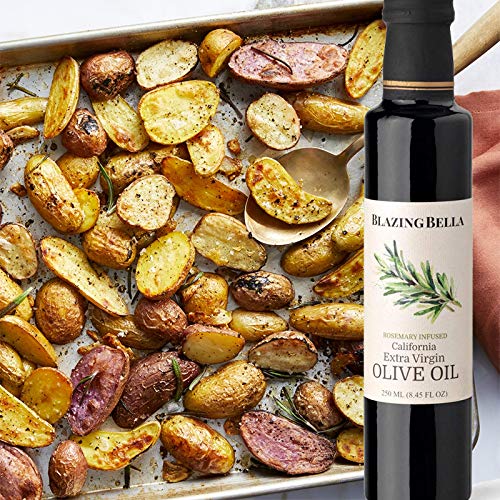 Blazing Bella Rosemary Infused Extra Virgin Olive Oil - Gourmet California Olive Oil (8.45 Fl oz - 250ML) perfect for finishing potatoes, chicken, and pasta