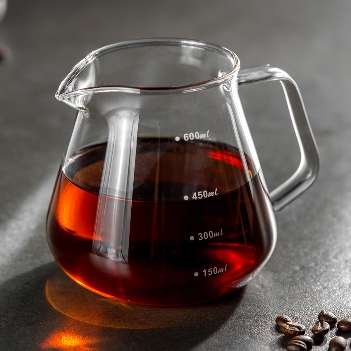 Pour Over Coffee Maker Set – Drip Coffee Pot with bamboo Handle, Glass Coffee Dripper & 100 Filters, 20oz/600ml Capacity