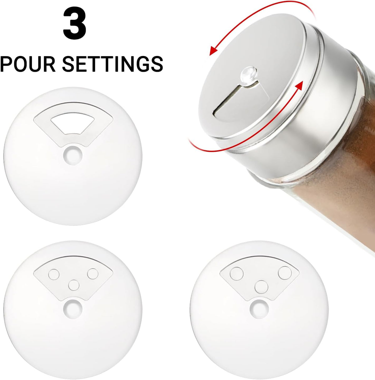 Segarty Spice Jar with Shaker Lids, 6 Pack 4 oz Glass Spice Jars with Adjustable Pour Large Holes for Herbs Grains, Clear Empty Seasoning Containers Spices Bottles Lid Salt Pepper Shakers