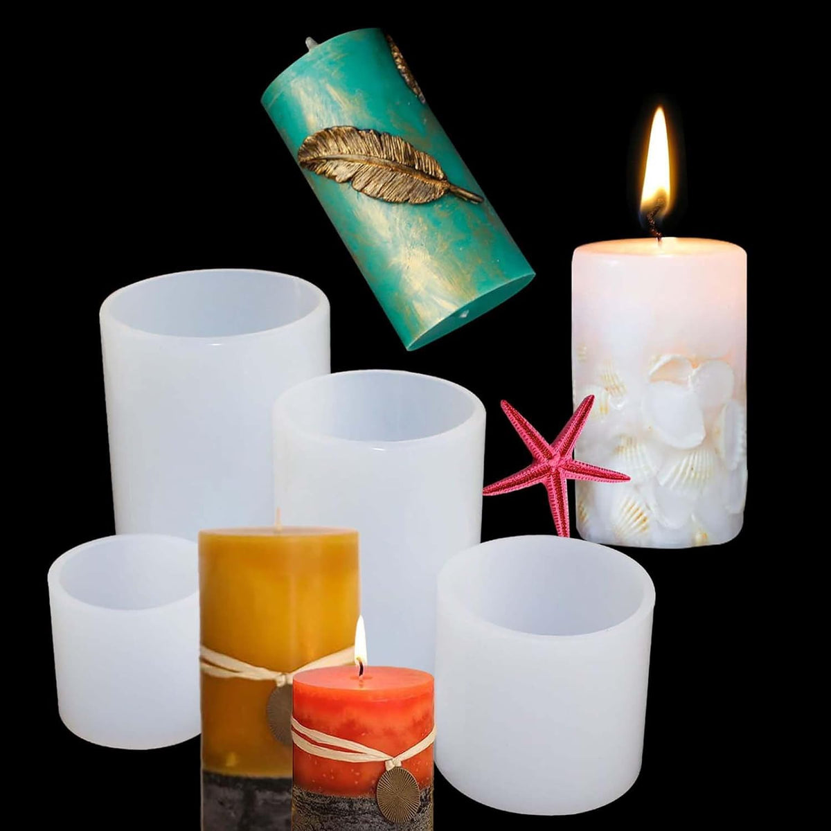 4 Pack Round Resin & Chocolate Silicone Mold - 3D Cylinder & Handmade Candle & Soap Mold