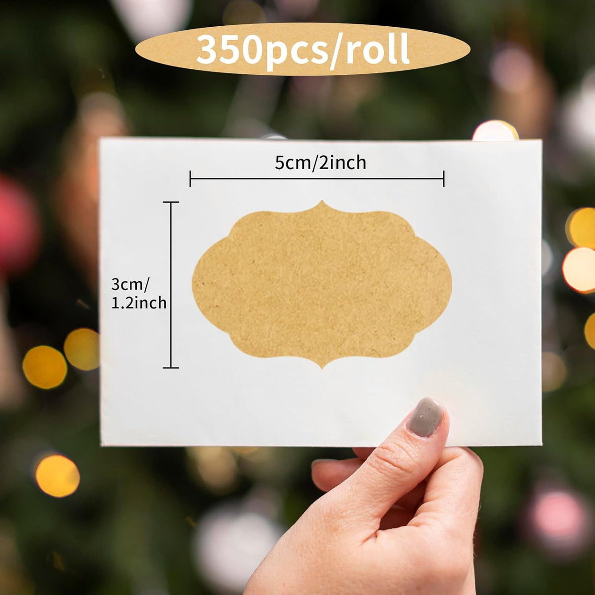350 PCS Gift Tags Stickers Name Labels Stickers,2" x 1.2" Fancy Shape Stickers Self-Adhesive Handmade Bottle All-Purpose Jar Labels for Presents Cosmetic Decoration Jars Food Craft (Kraft)