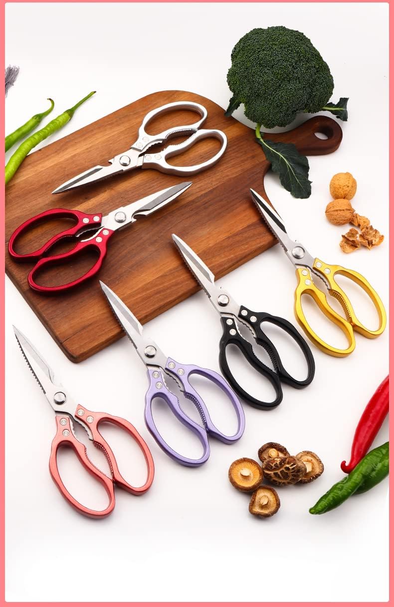 Heavy Duty Sharp Kitchen Scissors, Dishwasher Safe, Cooking Shears for Meat, Chicken, Fish, Poultry, Herb, Bread (Black)