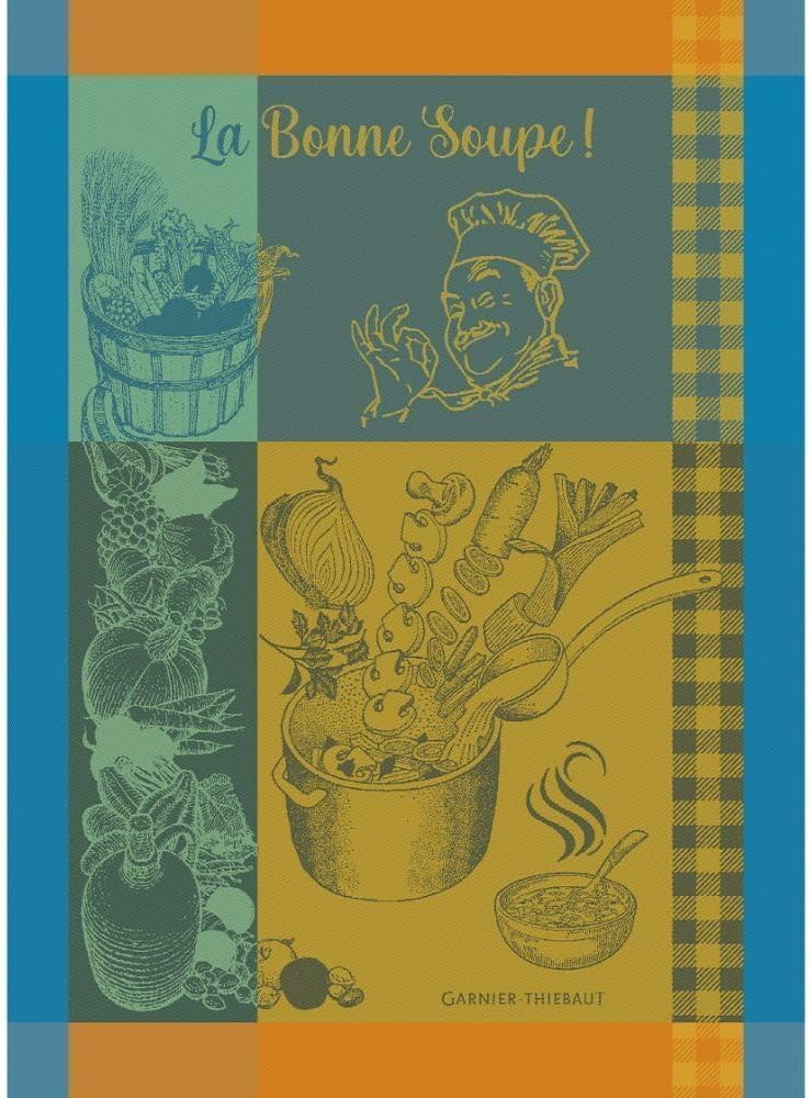 Garnier Thiebaut La Bonne Soupe Curcuma (The Good Turmeric Soup) French Kitchen Towel 22"x30", Cotton, Jacquard