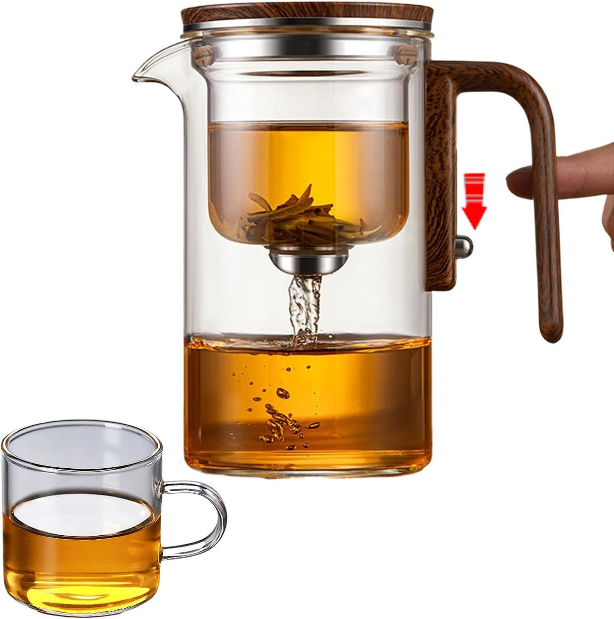 Enchanti Tea Pot, Witchcraft Magic Glass Teapot with Infuser Strainer and Lid for Loose Leaf Tea Herbal, Magnetic Water Separation Tea Maker Kettle Clear Enchantipot (800ml)