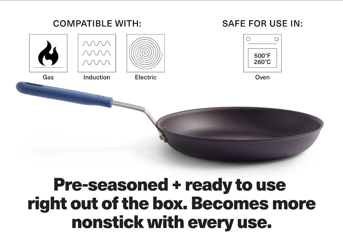 Misen 10 Inch Pre-Seasoned Carbon Steel Fry Pan – Lightweight, Even Heating, Heat Retention – Oven Safe to 500°F – Ideal for Searing, Sautéing, and Frying – Versatile Durable, Easy to Clean