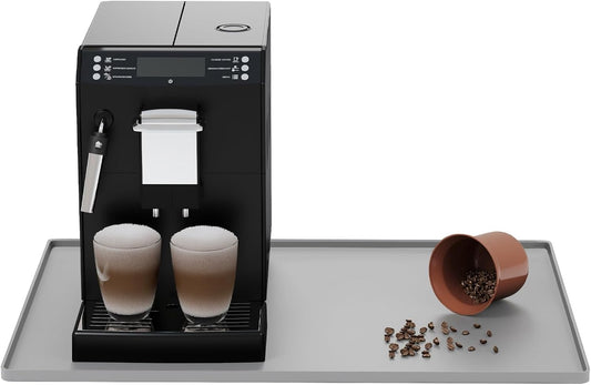 Silicone Coffee Mat with Raised Edges, 20'' x 15'', Bar Countertops, Accessories Fit Under Coffee Maker Espresso Machine, Dish Drying Mat, Baking Mat (Gray)