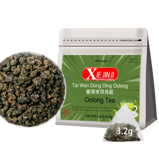 XIEJINJI Premium Oolong Tea, Taiwan Dongding Oolong TeaBags, 3.2g x 50 Count, High Mountain Tea, No Sugar & No Additives, Low-Caffeine, Eco-Conscious Tea Bags, Resealable Bag